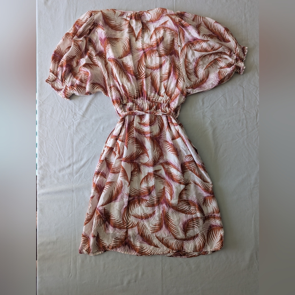 Anthropologie Button Front Linen Blend Tropical Print Dress - Picture 12 of 14